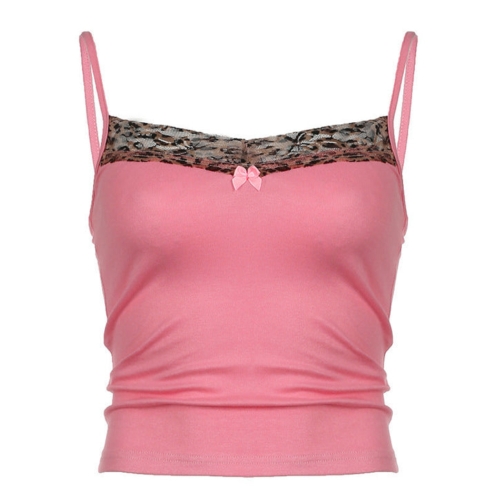 Stilfull rosa blonder camisole for dame, elegant og luftig med tynne stropper for varmere dager.