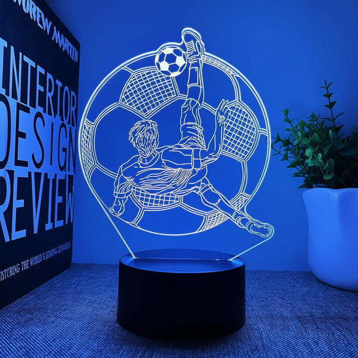 Fotball 3D illusjon LED nattlampe, 16 farger, perfekt for barnerommet.