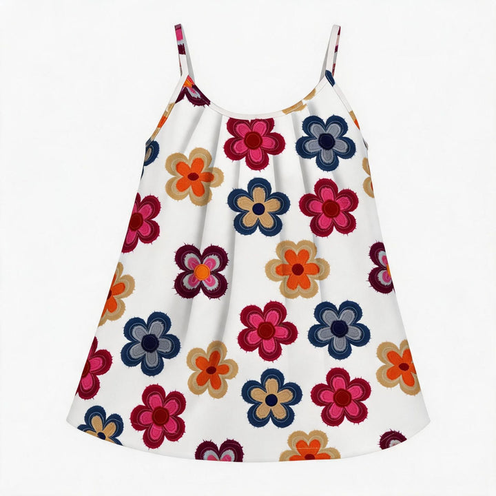Moderne dame topp med blomsterprint, kortermet og luftig, perfekt for en stilfull sommerlook.
