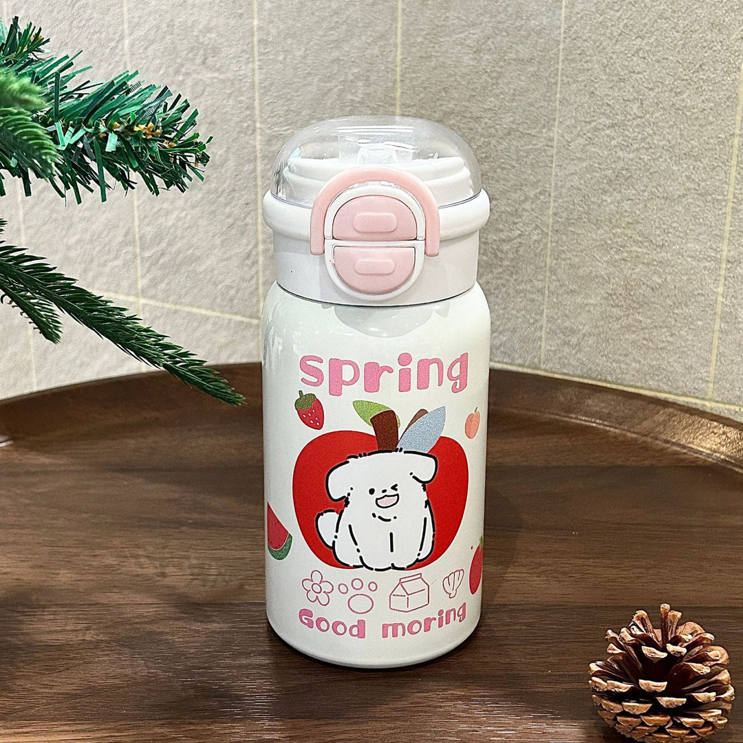 Dame Isolert Drikkeflaske 500ml med søtt dyredesign og sikkerhetslås. Perfekt som lekkasjesikker vannflaske.