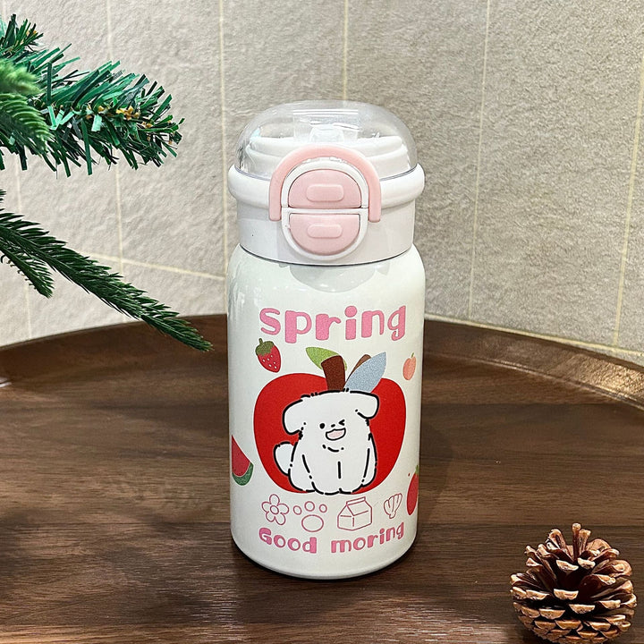 Dame Isolert Drikkeflaske 500ml med søtt dyredesign og sikkerhetslås. Perfekt som lekkasjesikker vannflaske.