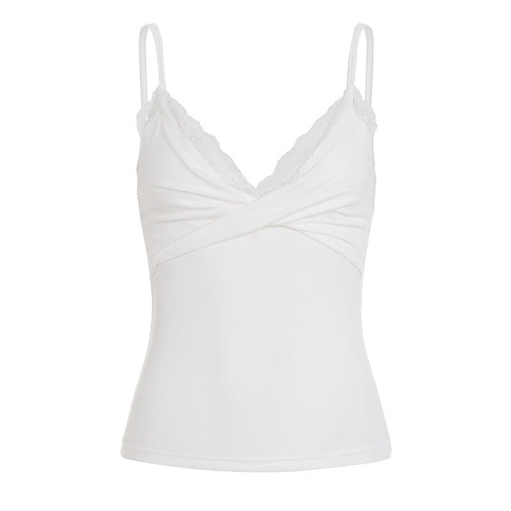 Elegant og moderne dame cami-topp med V-hals, justerbare stropper, perfekt for sommergarderoben.