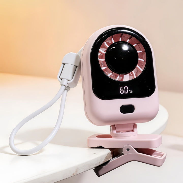 Kompakt USB-vifte for sommer med oppladbart batteri. Gir svalende bris, ideell som personlig bordvifte.