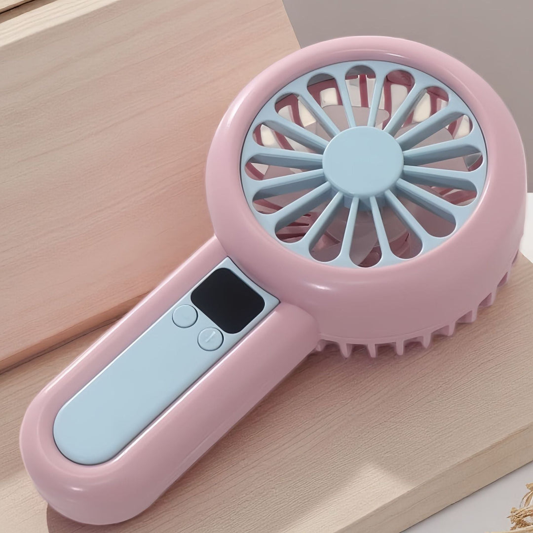 Unisex håndvifte med oppladbar USB, LED-skjerm og justerbare hastigheter. Perfekt for frisk luft overalt.