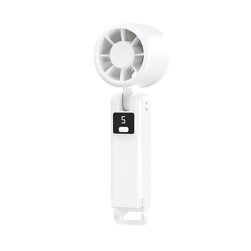 Dame bærbar minivifte med LED-skjerm for personlig kjøling. Ideell USB-vifte for reise, kontor og sommer.
