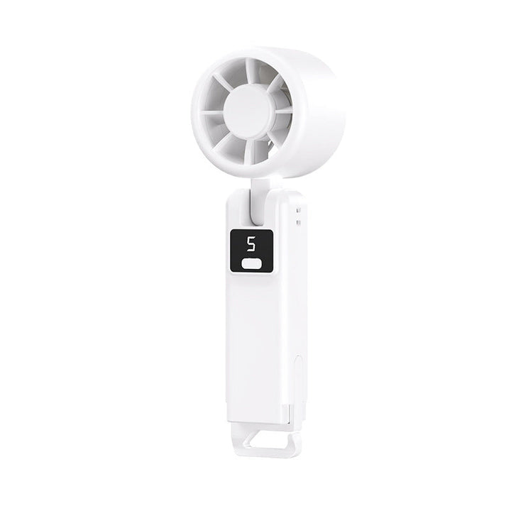 Dame bærbar minivifte med LED-skjerm for personlig kjøling. Ideell USB-vifte for reise, kontor og sommer.
