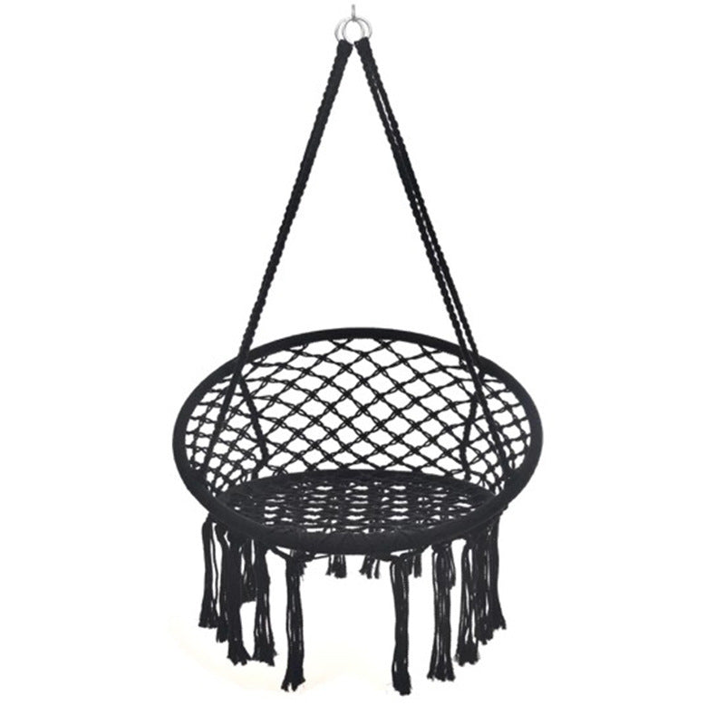 Elegant bomullsvevd hengestol i enkel design. En stilfull hengekøye for hjemmeinnredning og komfort.