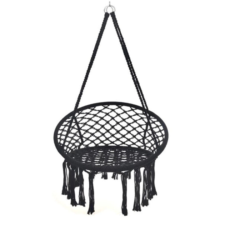 Elegant bomullsvevd hengestol i enkel design. En stilfull hengekøye for hjemmeinnredning og komfort.