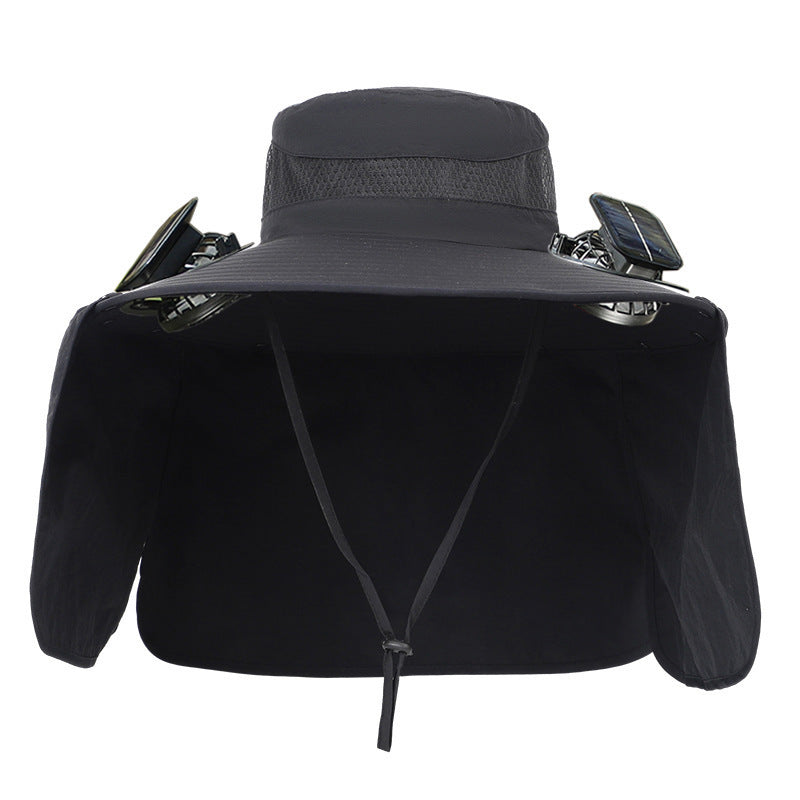 Komfortabel unisex solhatt med innebygde solcellevifter og god UV-beskyttelse. Perfekt for sommer.