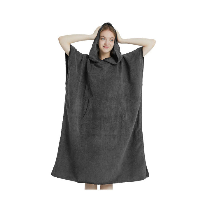 Absorberende mikrofiber hettebadekåpe for damer, rasktørkende og behagelig.