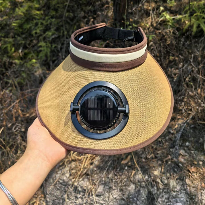 Komfortabel kjølende solhatt med vifte for menn og kvinner. Optimal beskyttelse mot sol og varme.
