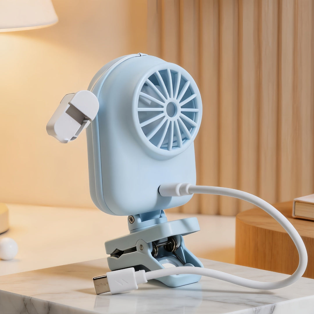 Liten USB-drevet vifte med justerbar hastighet, ideell som reisevifte eller for personlig kjøling hjemme.