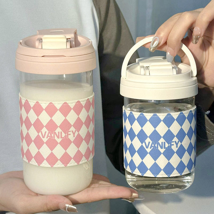 Rosa isolert drikkeflaske 500ml, perfekt for kaffe/te på farten. Lekkasjesikker unisex termokopp.