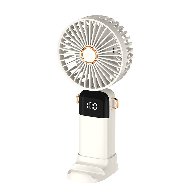 Bærbar kjølevifte med justerbart telefonstativ, perfekt for skrivebordet. Oppladbar personlig minifan for sommerbruk.