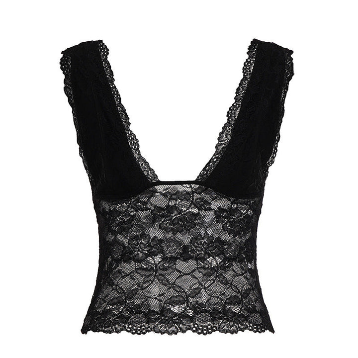 Klassisk dame cami-topp med dyp V-hals, justerbar passform. Elegant for sommer og fest.