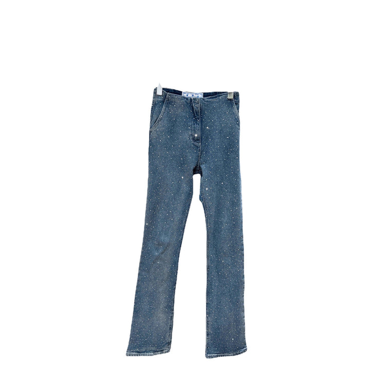 Glitrende stretch bukser for damer. Bootcut-passform med elegant splitt, en allsidig bukse for både fest og mote.