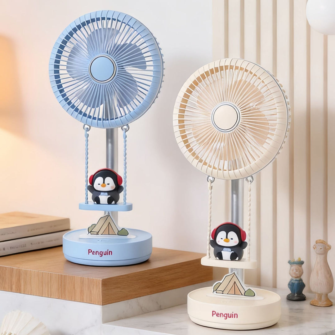 Unik pingvin-design bordvifte. Kompakt og bærbar USB-vifte, perfekt for sommerdager og skrivebord.