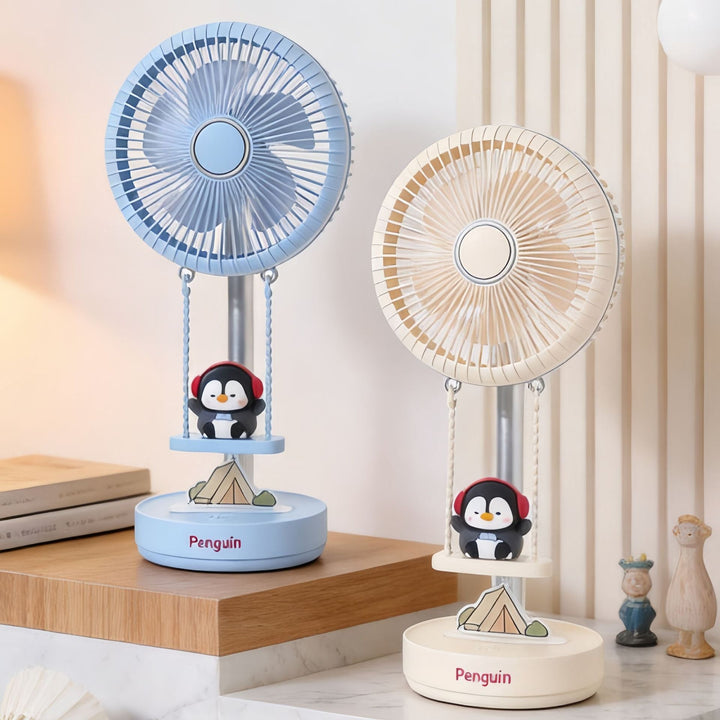 Unik pingvin-design bordvifte. Kompakt og bærbar USB-vifte, perfekt for sommerdager og skrivebord.