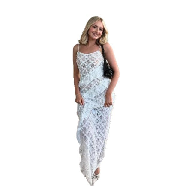 Draperte dame maxikjole, elegant og stilfull. Allsidig for fest, bryllup eller et sofistikert kveldsantrekk.