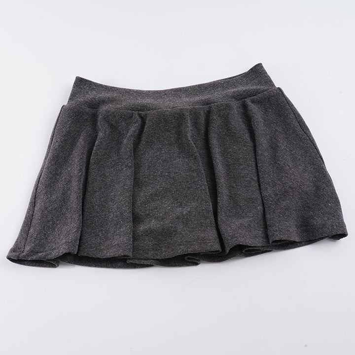 Hverdags plissert miniskjørt for kvinner, rød og grå, med elastisk midje for chic stil.