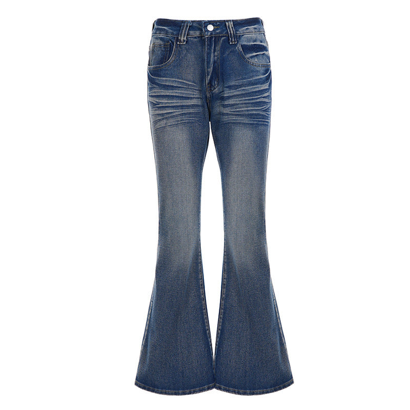 Allsidige blå dame flared jeans med høy midje, lett å style for både hverdag og festlige anledninger.