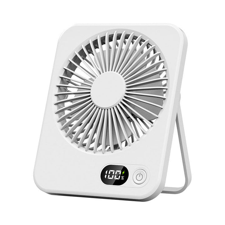 Hvit personlig USB-vifte, designet for å gi effektiv kjøling ved skrivebordet eller på farten.