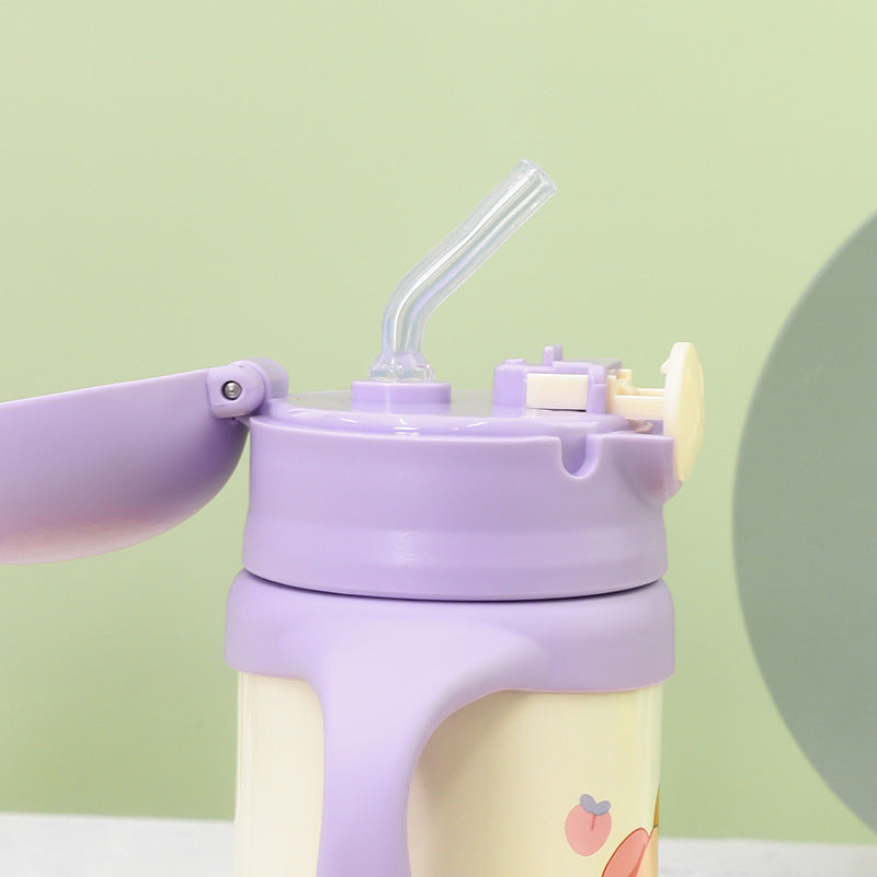 Fargerik, lekkasjesikker drikkeflaske for barn med søtt svinemotiv. BPA-fri plastflaske for skole & utelek.
