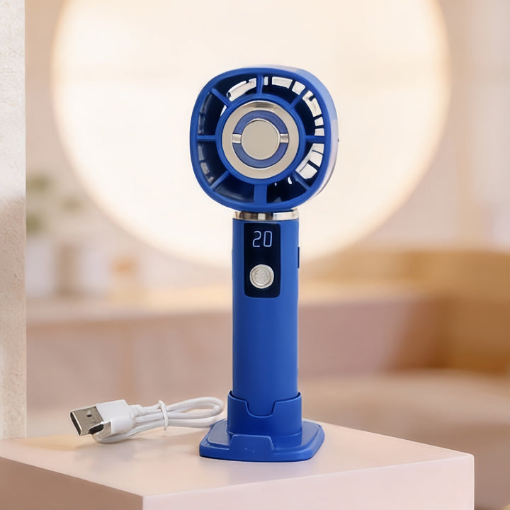 Rosa håndvifte, USB-drevet for enkel lading. Perfekt for skrivebordet, reise og varmen. Kraftig luftstrøm.