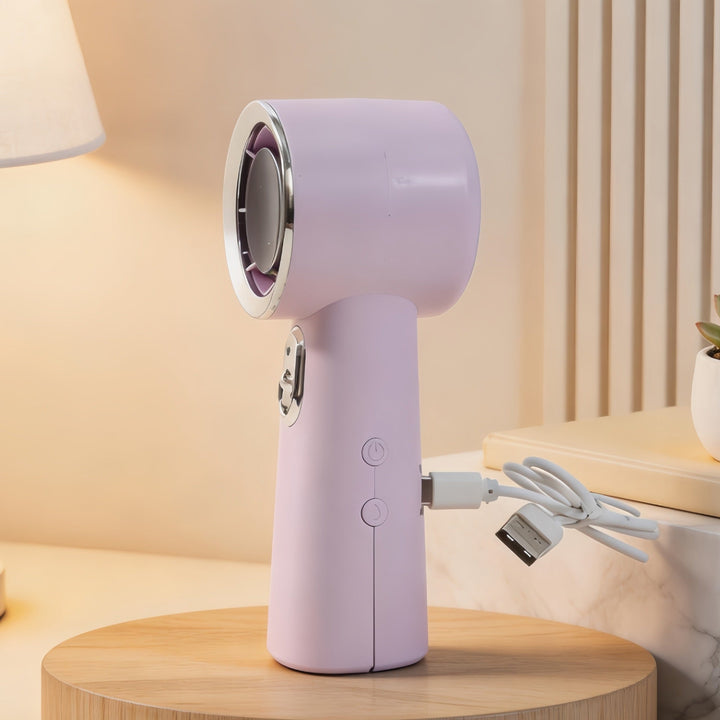 Kompakt minivifte, oppladbar USB håndvifte med fargerikt LED-lys for sommer.