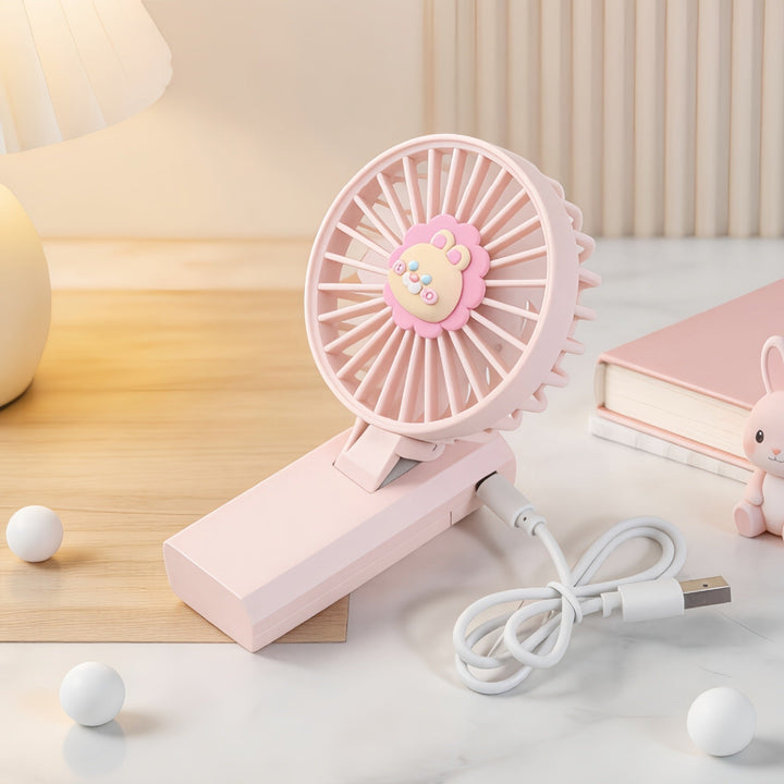 Bærbar mini håndvifte med søtt dyremotiv for avkjøling. Perfekt USB-vifte til sommer og reise.