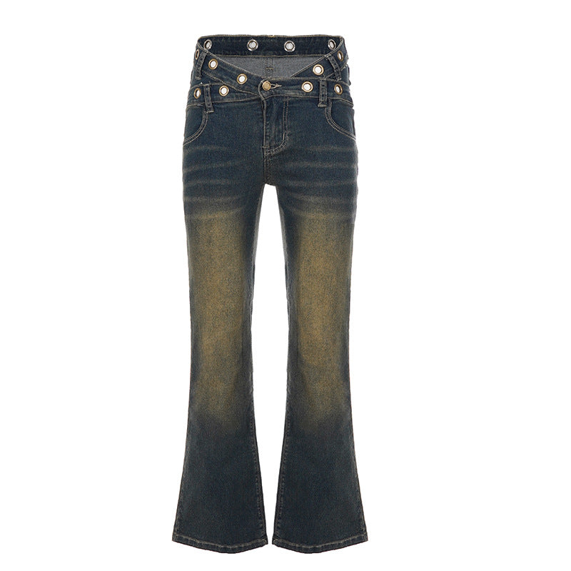 Allsidige blå damejeans med løs passform, perfekt for en trendy og komfortabel fritidslook.