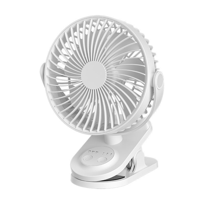 Kompakt hvit USB-reisevifte, perfekt for sommerferien. Lett å bære, gir frisk luft overalt.
