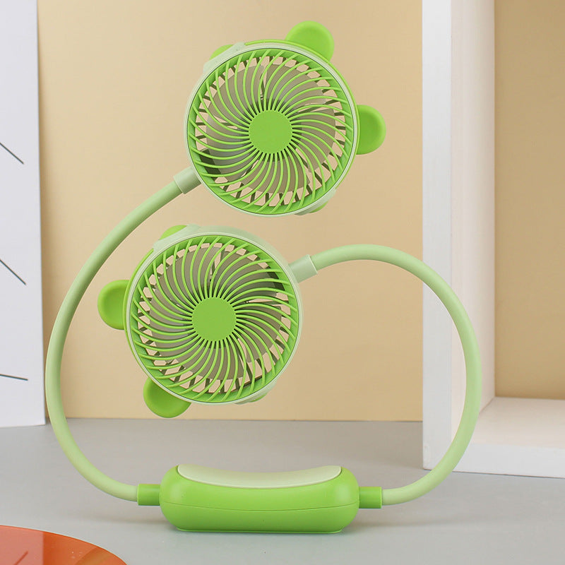 Hvit bærbar nakkevifte med justerbar design, perfekt for å holde deg kjølig i varmen.