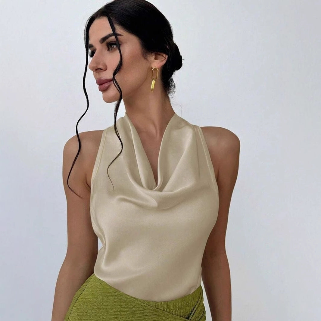 Elegant dame topp med trendy vannfall-utskjæring for fest eller hverdag.