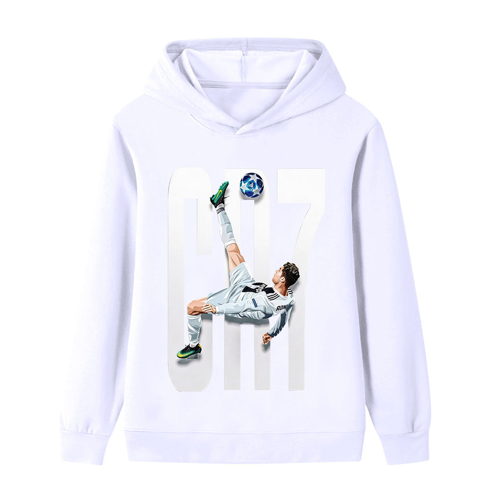 Trendy Ronaldo fritidsgenser for barn, perfekt som fotballgave eller hverdagsklær. Barne hettegenser.