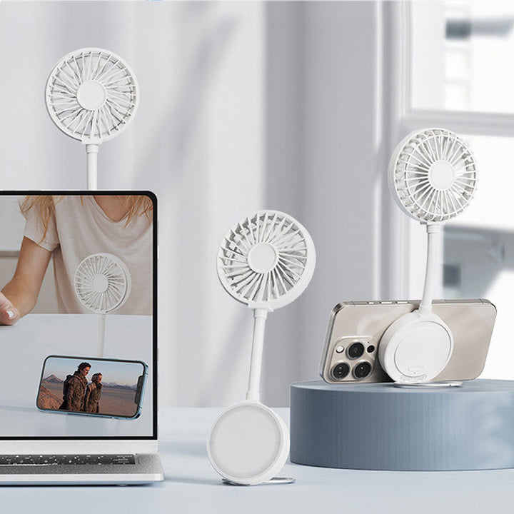Kompakt, oppladbar kjølevifte med praktisk klipsfeste. Perfekt bærbar gadget for sommeren, drevet av USB.