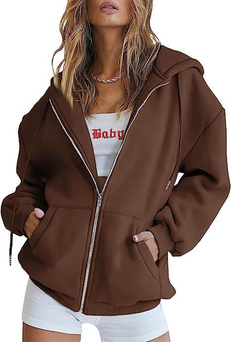 Vår- og høstklær: Dame oversized hettegenser med lommer, gir varme og stil.