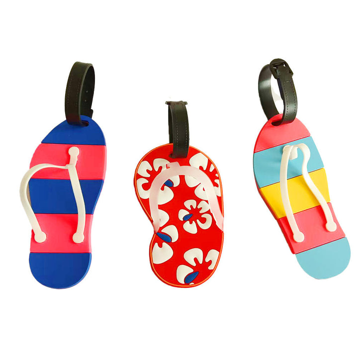 Fargerik flip-flop bagasjelapp i myk silikon, perfekt tilbehør for ferie og fritidsreiser. Lett å kjenne igjen.