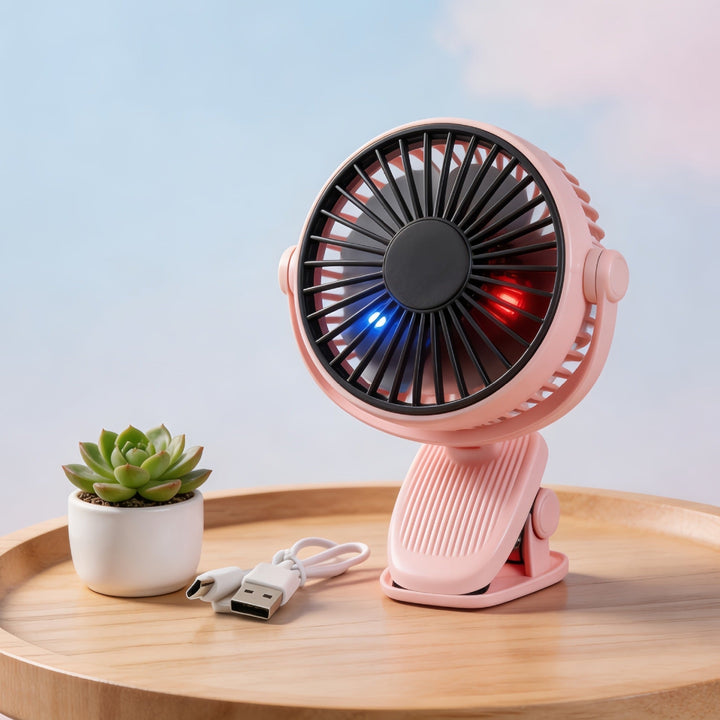 Liten, fleksibel USB-vifte for bærbar avkjøling. Ideell som reisevifte eller kontorvifte om sommeren. Unisex design.