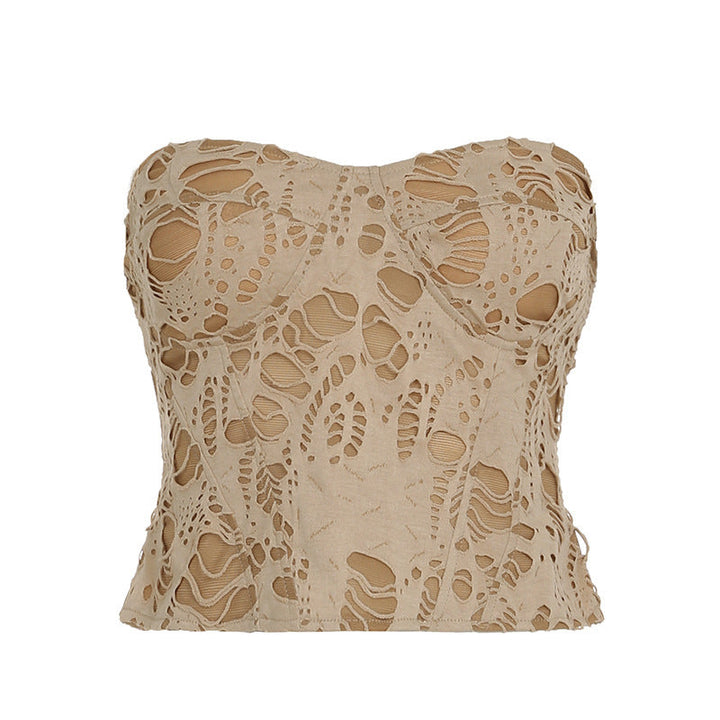 Trendy blomstrete korsett-topp i moderne design. En feminin festtopp som fremhever silhuetten.