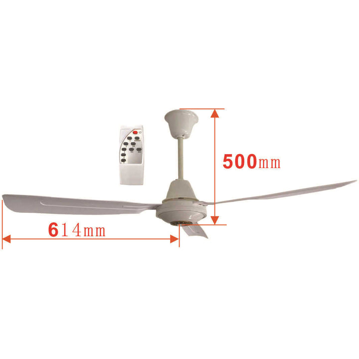 Elegant hvit takvifte, 127 cm, med integrert lys og fjernkontroll for enkel styring av vifte og lys.