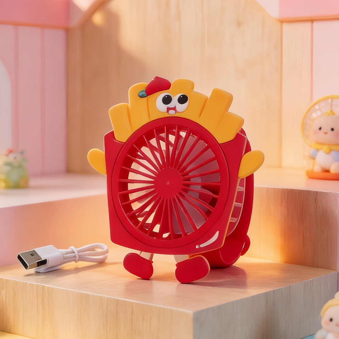 Stilig og funksjonell USB-håndvifte med leken pommes frites-dekor, lett å bære for avkjøling.