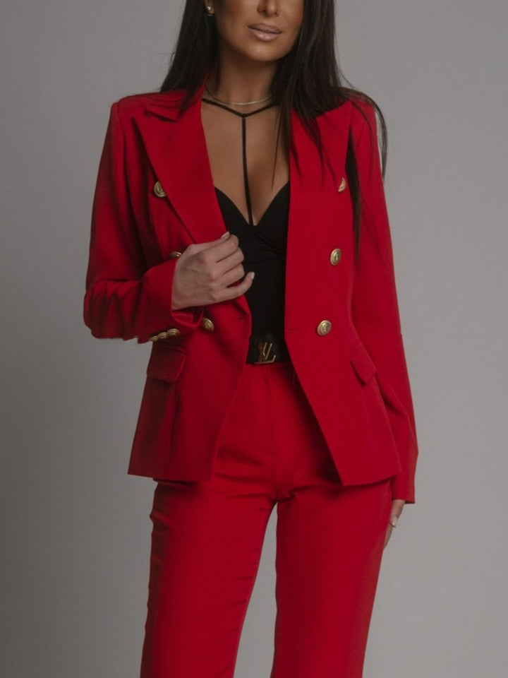 Dame tweed blazer og bukse sett, moderne design, perfekt for formelle anledninger.