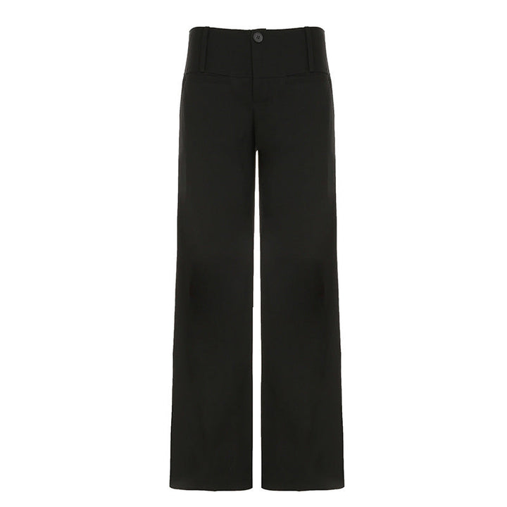Elegante svarte vide chinos for dame med høyt liv og sidelommer, for en moderne vår/sommer-stil.
