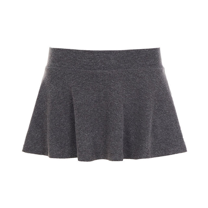 Stilfullt dame miniskjørt, grå plissert, med elastisk midje for en elegant look.