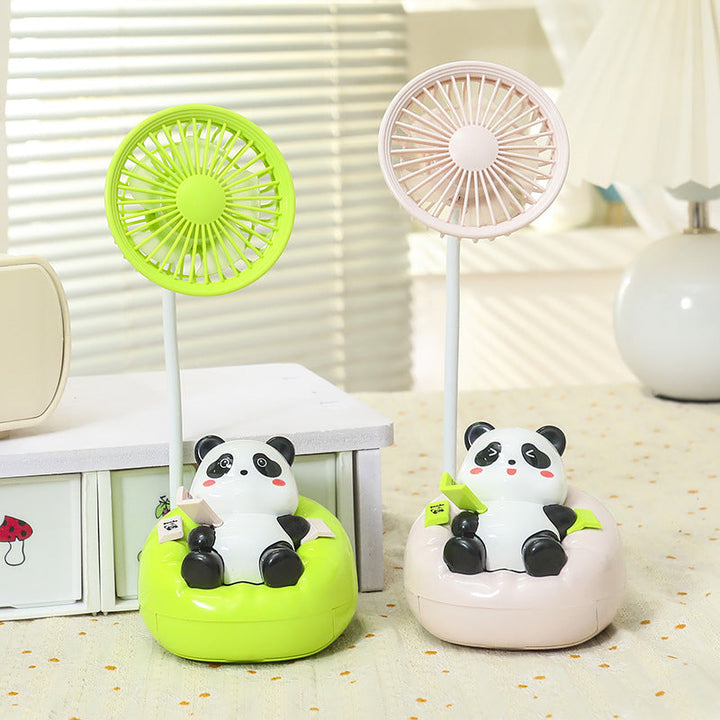 Kompakt USB panda vifte for skrivebord eller håndholdt bruk, gir frisk luft og behagelig kjøling overalt.
