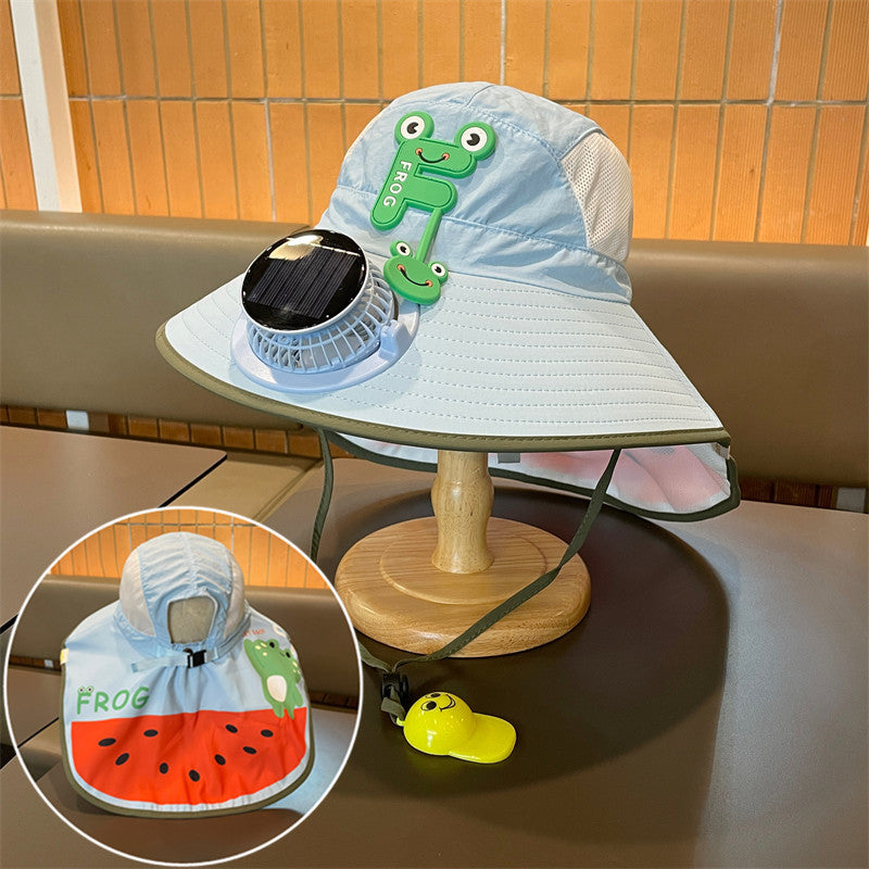 Rosa UV-solhatt for jenter med nakkebeskyttelse og justerbar stropp, ideell for strand og lek.