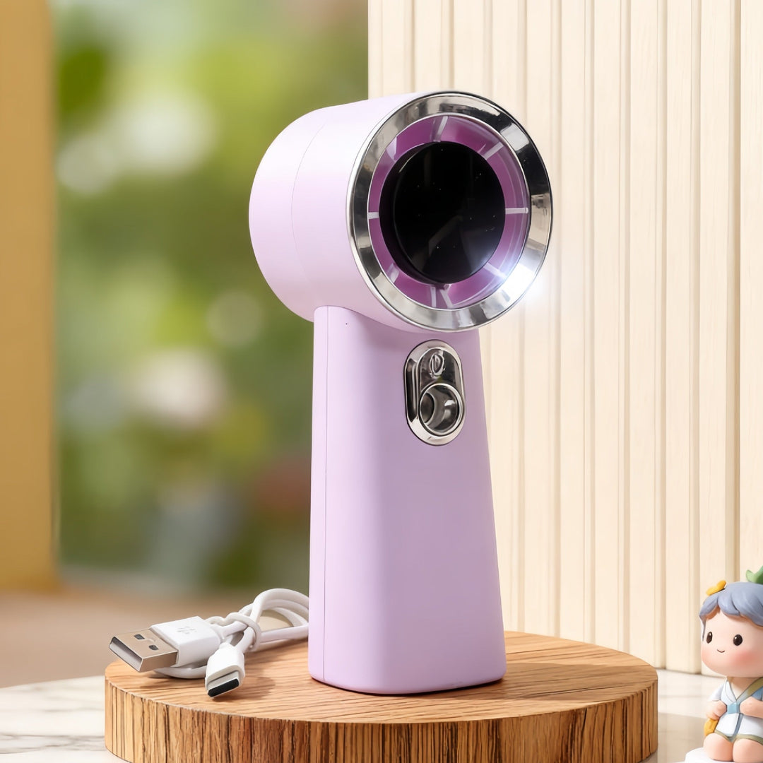 Unisex USB-vifte med integrert LED-lys, ideell for varmt vær og utendørs bruk.