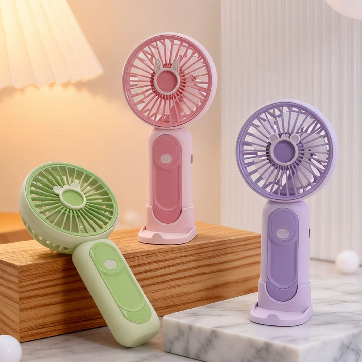 Bærbar USB håndvifte med søt kanindesign, perfekt for kvinners personlige kjøling om sommeren.