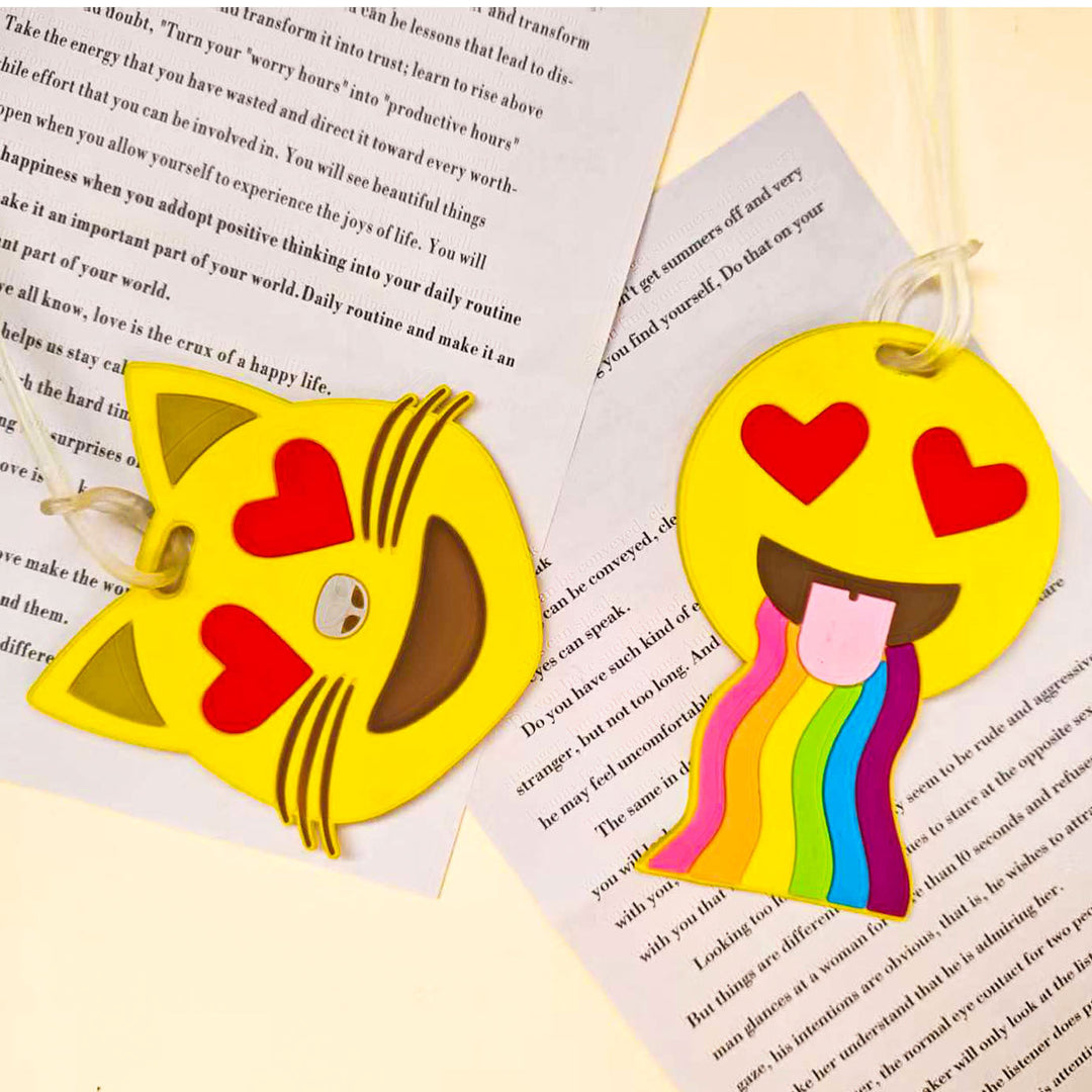 Praktisk silikon bagasjelapp med morsomme emojier; perfekt for trygg og unik koffert-identifikasjon.